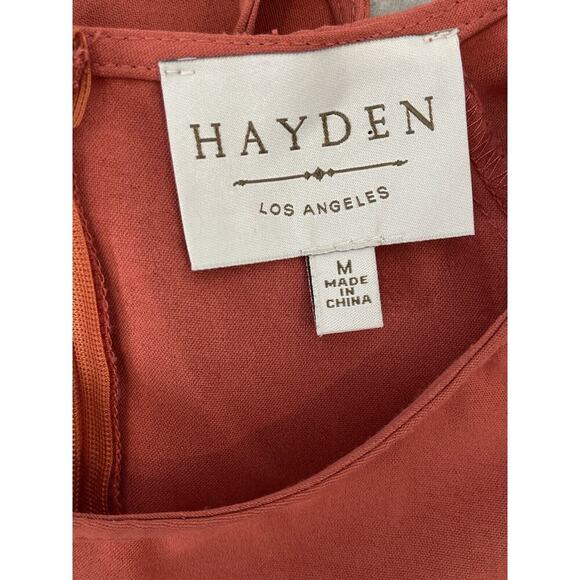 Hayden Los Angeles M Front tie Mini Dress Short sleeve Terracotta Burnt Orange - Picture 7 of 7